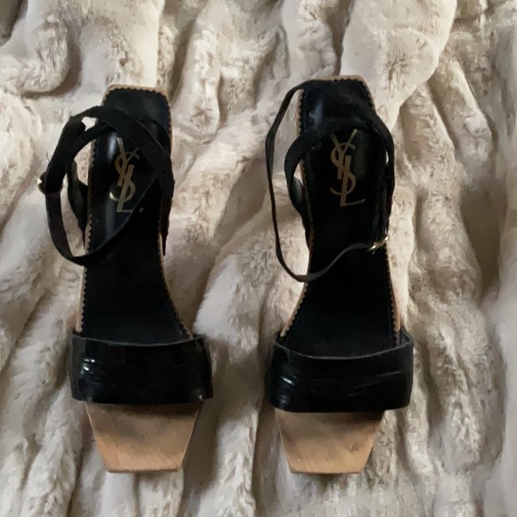 ⚡️LAST CHANCE⚡️ YSL | RARE Black Strappy Wooden Heels - Picture 5 of 12
